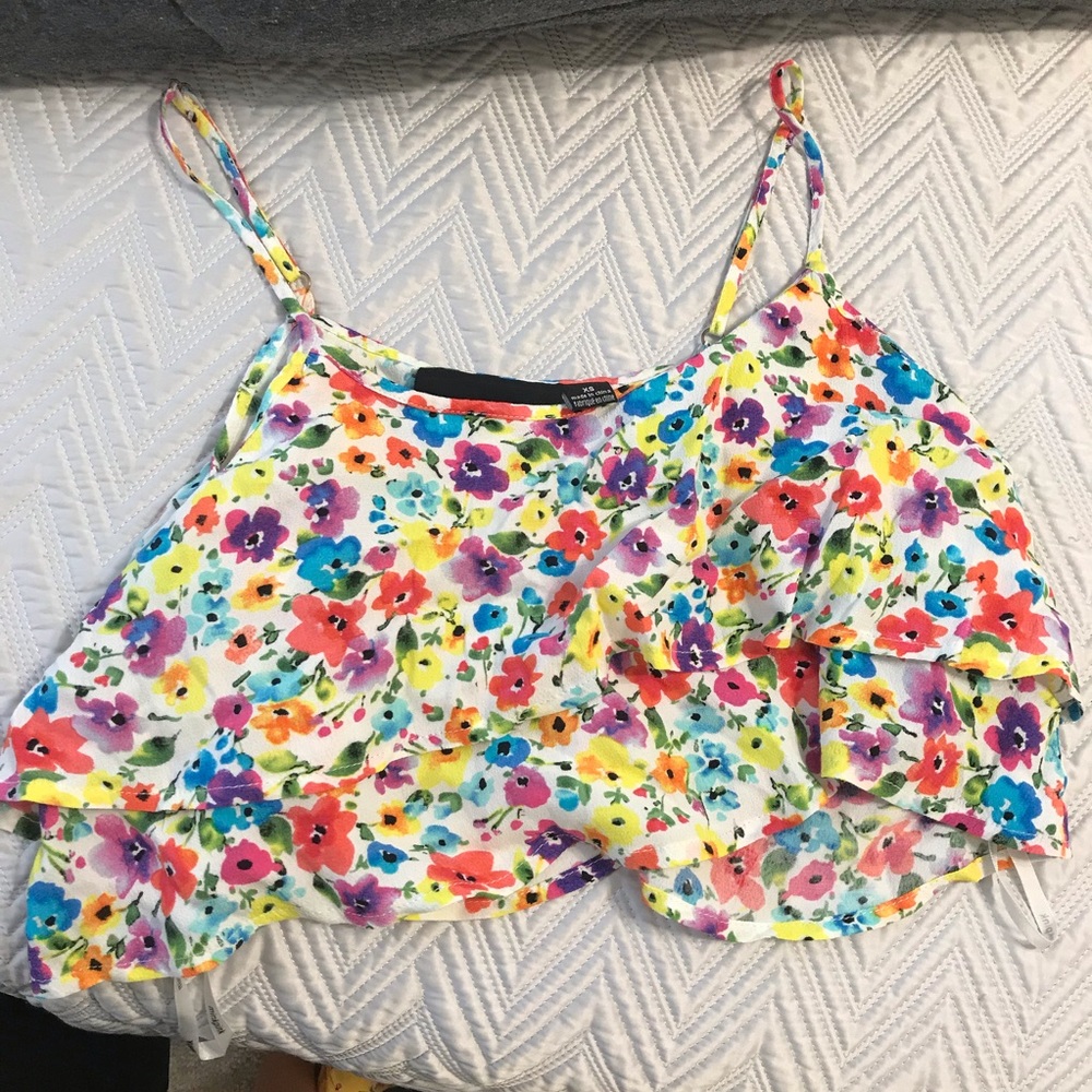 Cropped floral top // size XS